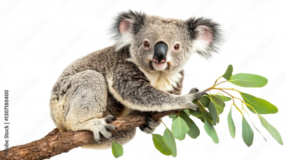 Fototapeta premium Koala on branch, white background