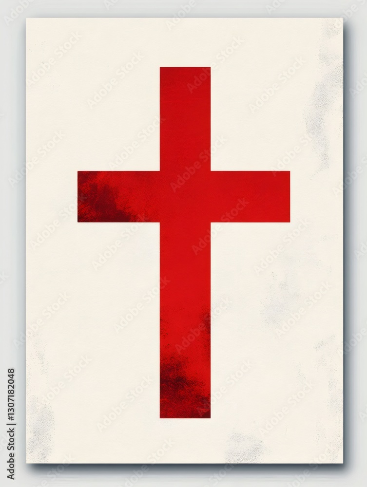 Obraz premium Red cross representing christianity on white background