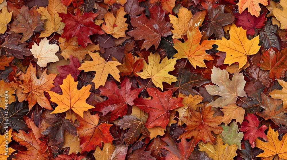 Colorful Autumn Leaves in Various Shades of Red, Orange, Yellow, and Brown Lying on Ground Colorful Autumn Leaves in Various Shades of Red, Orange, Yellow, and Brown Lying on Ground
