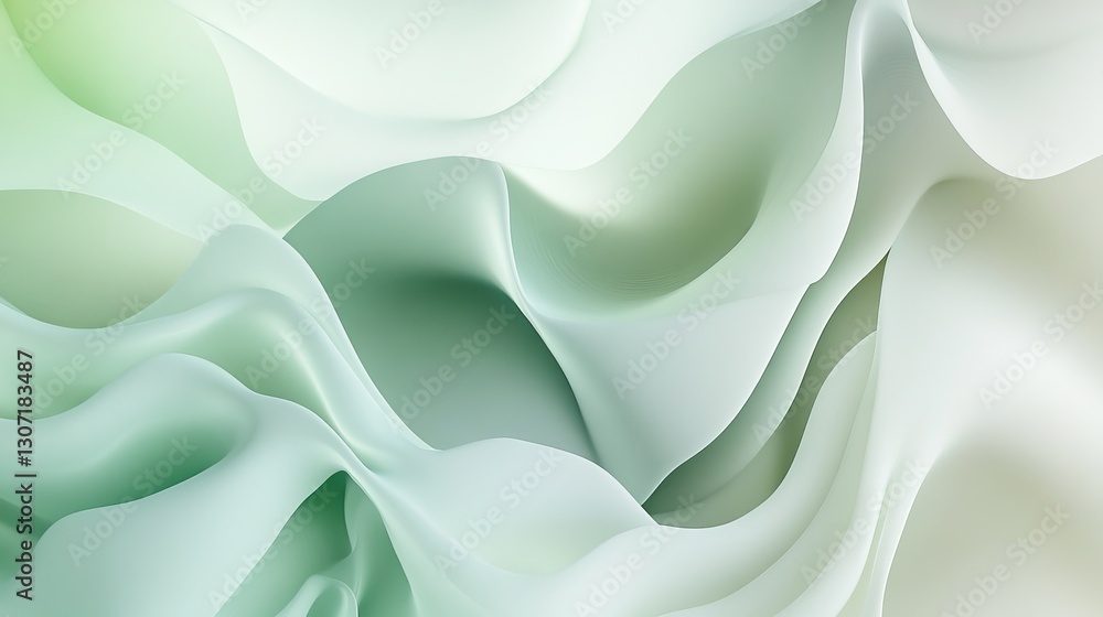 Obraz premium Soft abstract gradient with light grey and green hues, blending gently, creating a peaceful and ethereal atmosphere