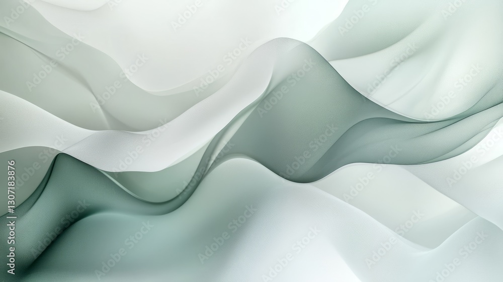 Obraz premium Soft abstract gradient with light grey and green hues, blending gently, creating a peaceful and ethereal atmosphere