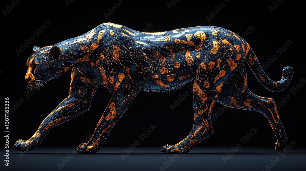 Majestic Panther Stride; Dark Studio Setting Majestic Panther Stride; Dark Studio Setting