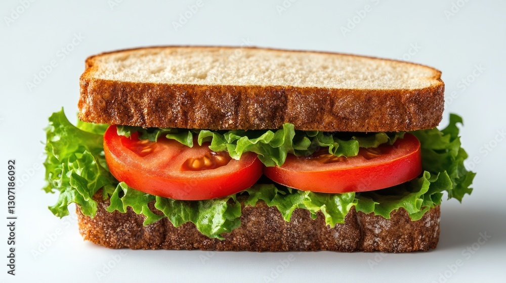 Simple tomato and lettuce sandwich on whole wheat bread. Simple tomato and lettuce sandwich on whole wheat bread.