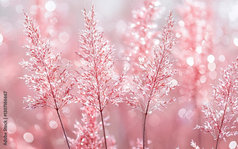 Naklejka premium Pink grass with bokeh background.