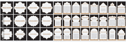 Mega set islamic cards arabic eastern style with ramadan kareem arabic calligraphy Islamic geometrics, black and gold