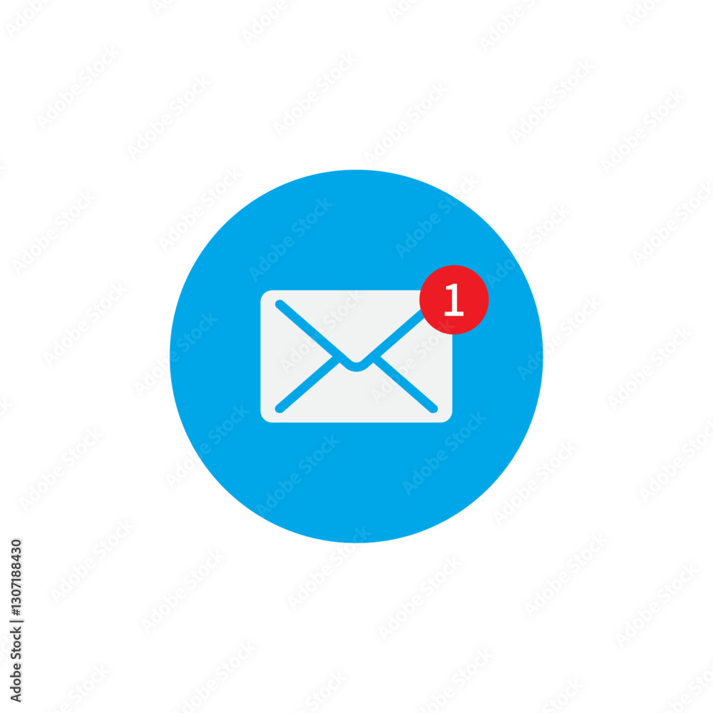 Cartoon blue bubble with email notice. flat simple style trend modern edm e-mail logotype graphic design isolate, concept of you've got mail and full inbox Cartoon blue bubble with email notice. flat simple style trend modern edm e-mail logotype graphic design isolate, concept of you've got mail and full inbox