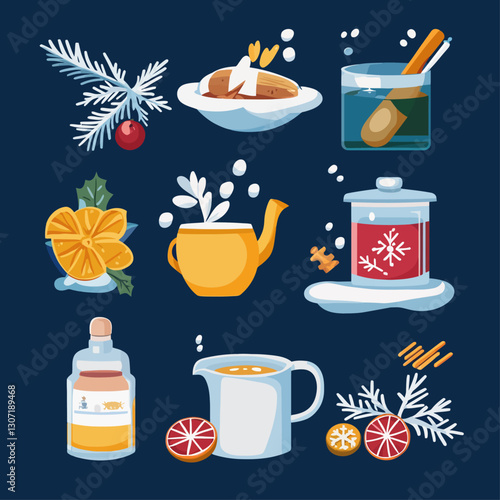 Winter Beverages Still Life: Festive Drinks, Holiday Season, Cozy, Homemade