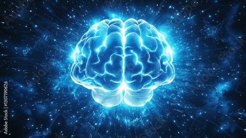 llustration of a glowing brain surrounded by light, symbolizing mental health and clarity, neuroscience, wellness, mental strength concept