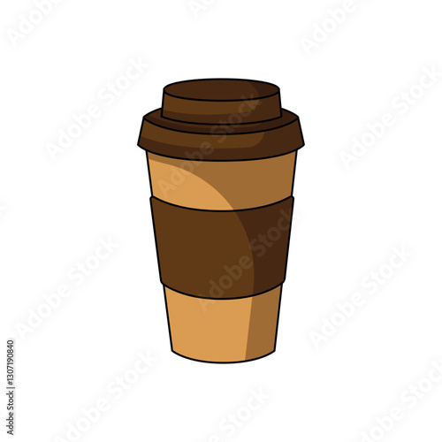 Blank Kraft Coffee Cup. paper cup, Takeaway paper coffee cup isolated on white background, Blank take away kraft coffee cup