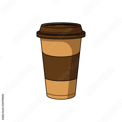 Blank Kraft Coffee Cup. paper cup, Takeaway paper coffee cup isolated on white background, Blank take away kraft coffee cup
