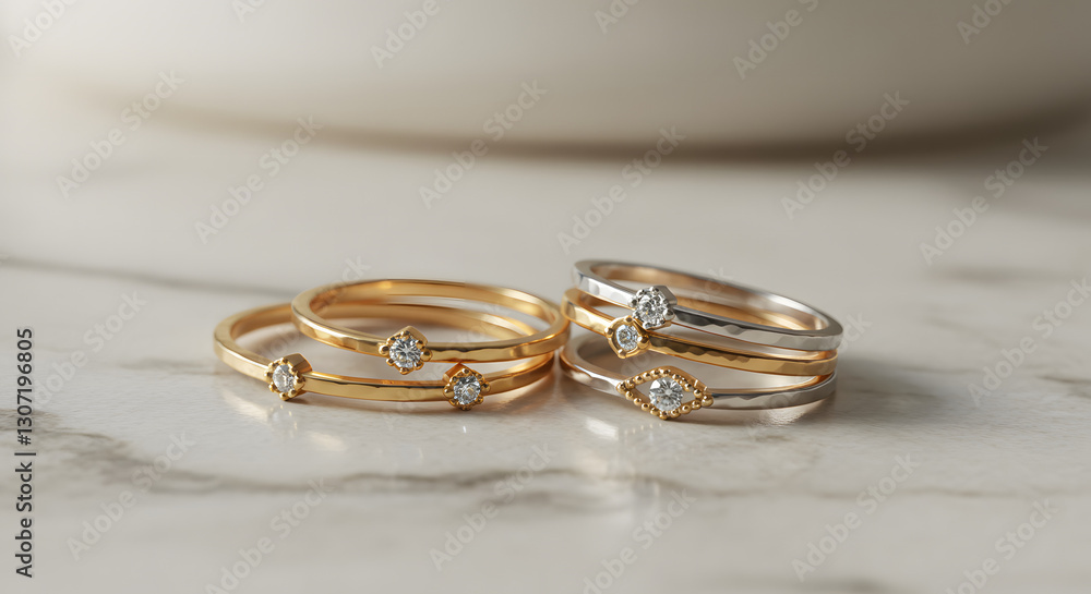 Delicate Stackable Rings with Diamonds, Perfect for Everyday Style Delicate Stackable Rings with Diamonds, Perfect for Everyday Style