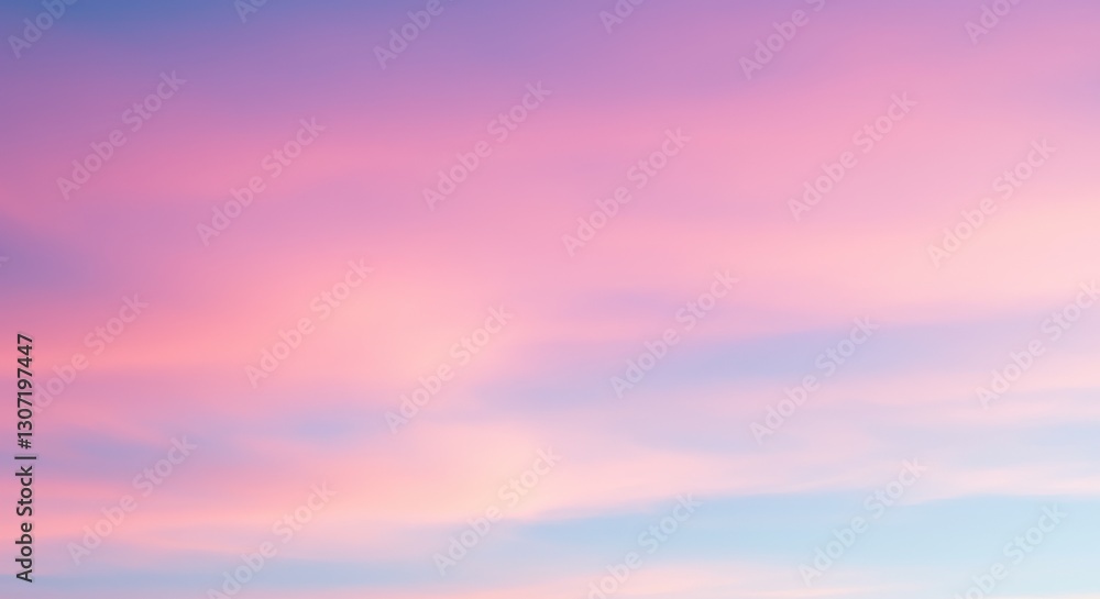 Obraz premium Serene pastel sky at sunset with soft clouds reflecting warm hues