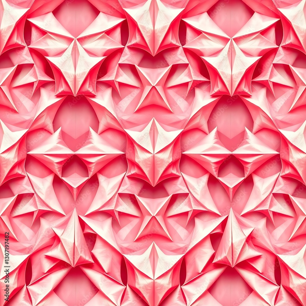 Geometric Rose: A symmetrical display of red origami-style paper, forming a complex geometric pattern. The interplay of light and shadow across the textured surface gives a dynamic feel to the piece. Geometric Rose: A symmetrical display of red origami-style paper, forming a complex geometric pattern. The interplay of light and shadow across the textured surface gives a dynamic feel to the piece.