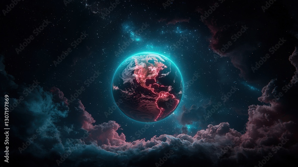 Obraz premium Earth in Cosmic Clouds