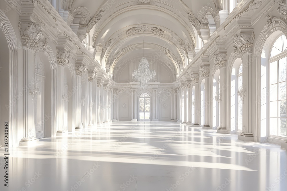 Fototapeta premium White exhibition hall interior. AI generated illustration.