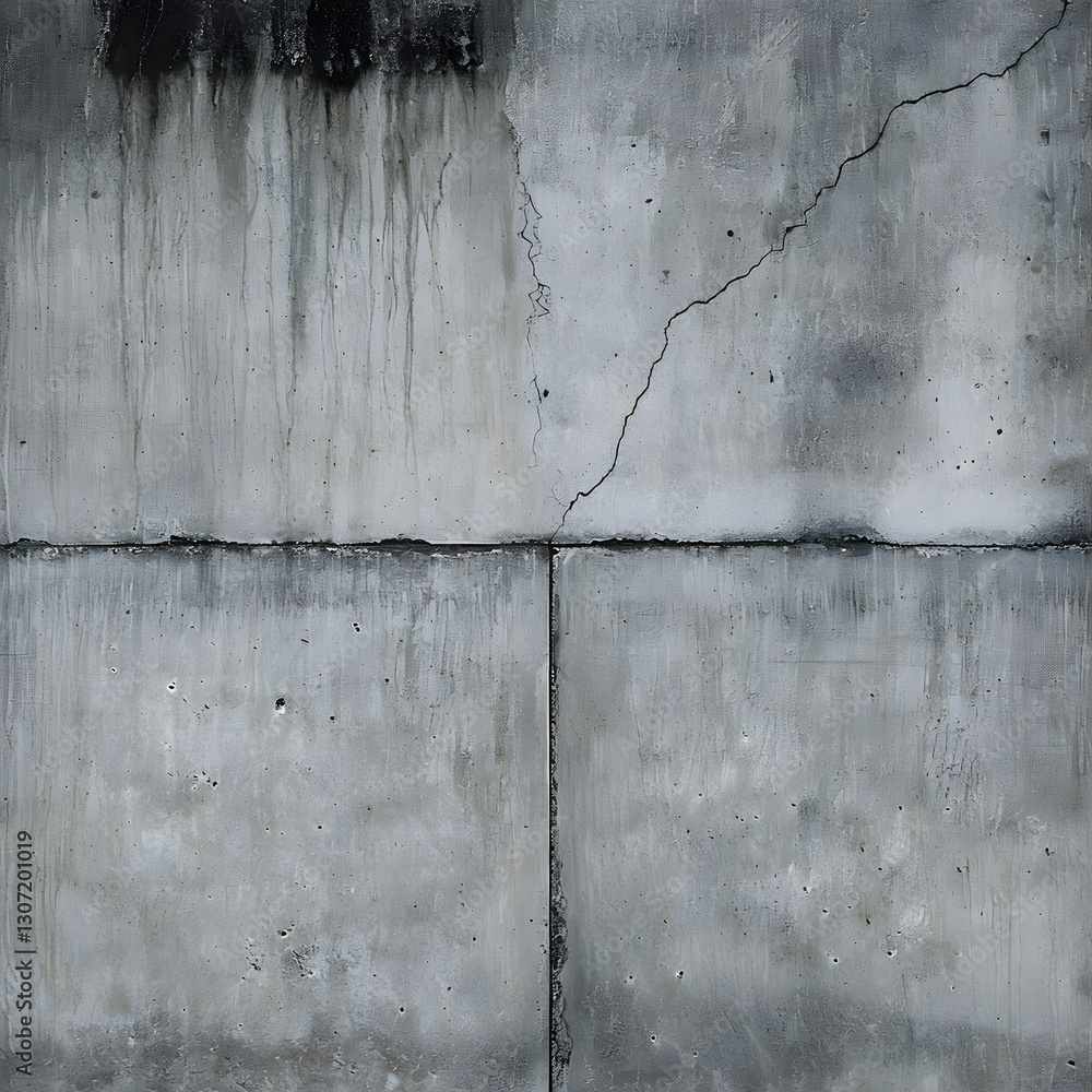 Obraz premium Weathered Concrete Wall With Cracks And Discoloration Two