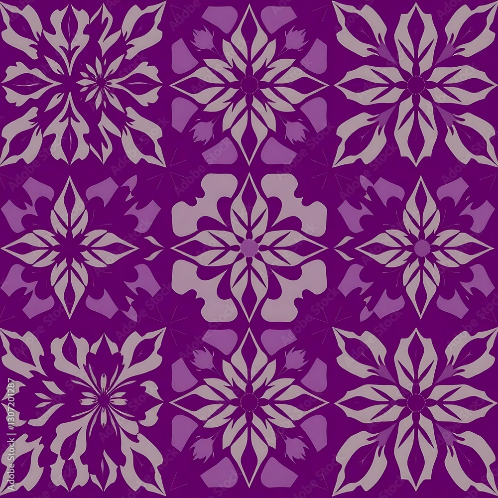 Geometric floral Pattern: a symmetrical illustration in shades of violet Geometric floral Pattern: a symmetrical illustration in shades of violet