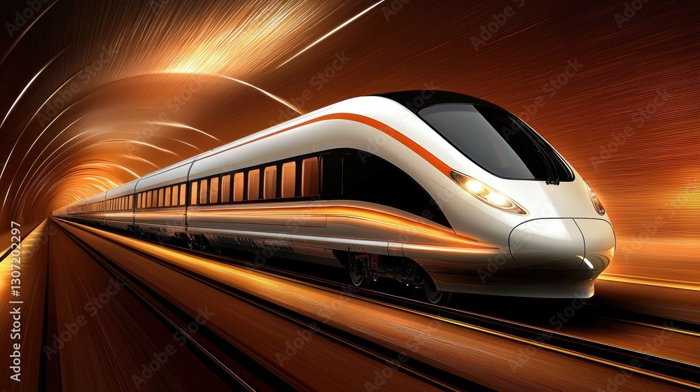 Obraz premium High-Speed Train Journey Through a Tunnel