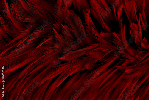 Beautiful dark red bird feathers pattern texture background.