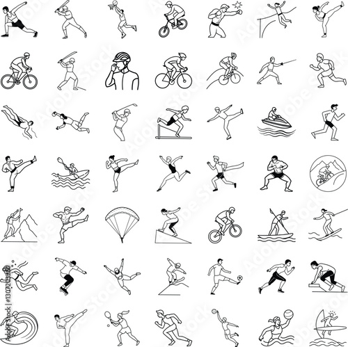 Diverse Sporting Activities Icons of Athletic Competition and Fitness
