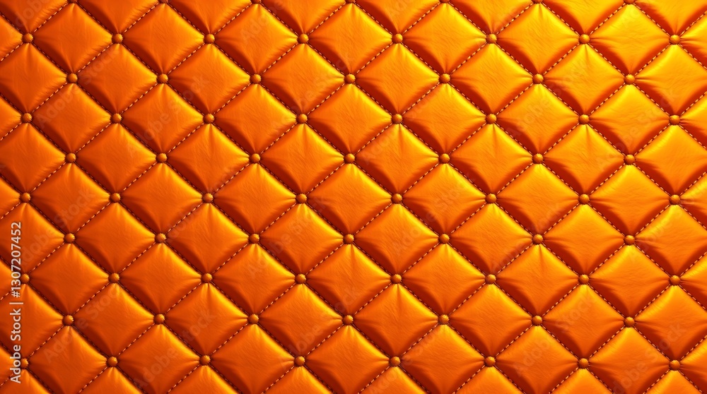 Orange Diamond Quilted Texture: A high-angle, close-up view of a diamond-quilted surface rendered in vibrant orange hues, showcasing the tactile and visually appealing nature of the pattern Orange Diamond Quilted Texture: A high-angle, close-up view of a diamond-quilted surface rendered in vibrant orange hues, showcasing the tactile and visually appealing nature of the pattern