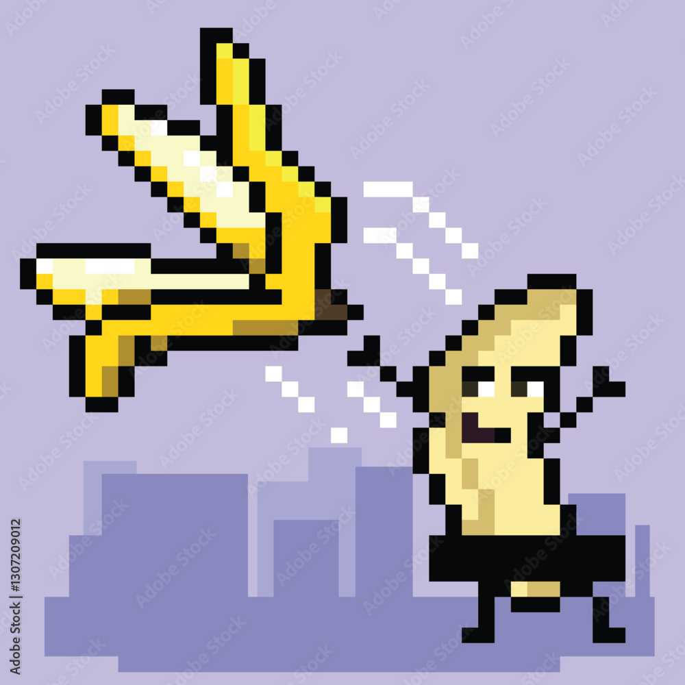 Obraz premium banana, pixel art, freedom, peeled banana, pixel art