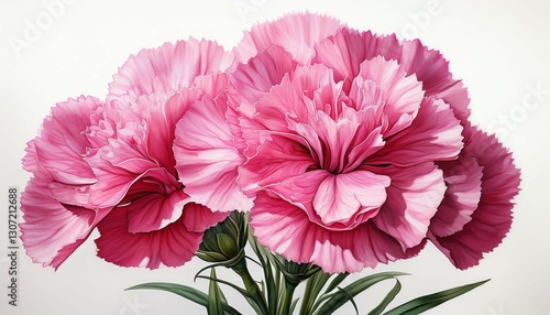 pink dianthus flower blooming isolated on white background format