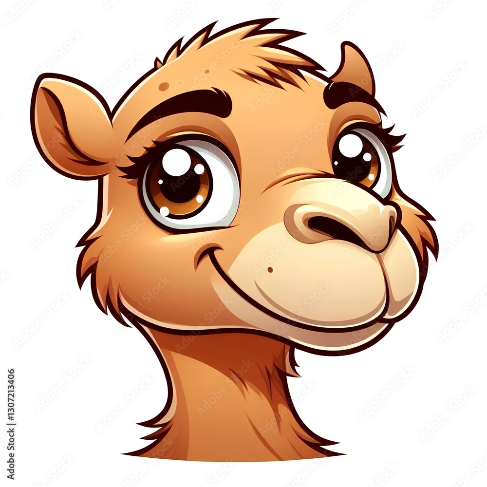 Obraz premium Cute Cartoon Camel Face – Adorable Mascot Illustration