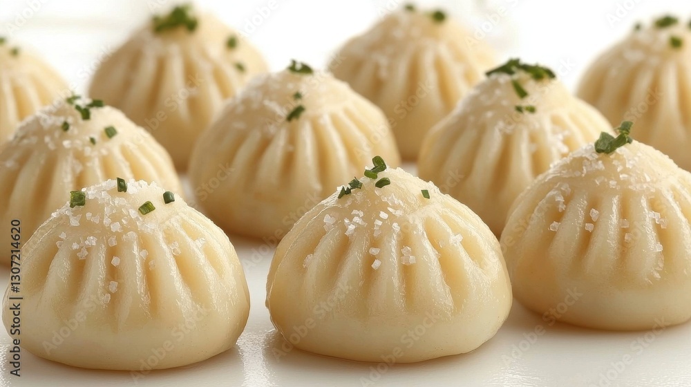Gourmet Dumplings on White Surface Gourmet Dumplings on White Surface