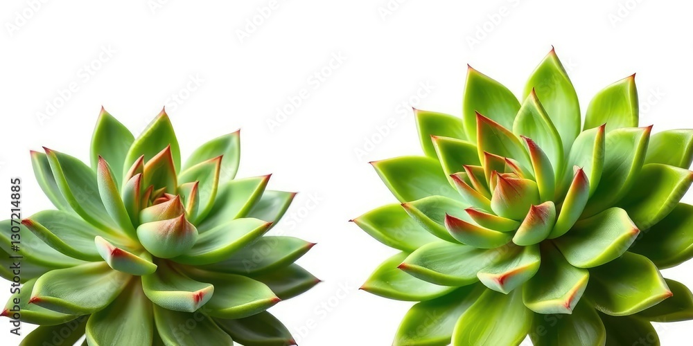 Fototapeta premium A vibrant green succulent plant, isolated on pure white , leaves, color