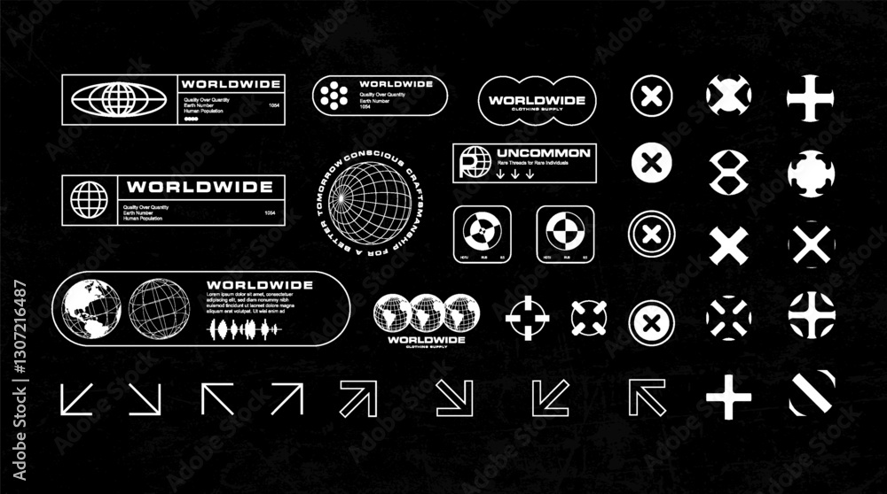 Fototapeta premium Futuristic streetwear cyberpunk interface element technology graphic vector design template