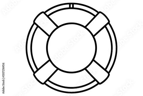 Vector Line Art of Lifebuoy Icon – Minimal Maritime Safety Symbol

