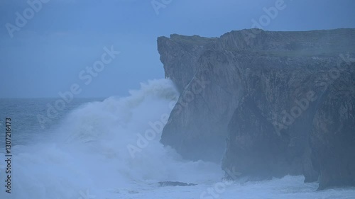 Wallpaper Mural Powerful Storm Wild Waves on the Cantabrian Sea, Asturias Coast, Spain Torontodigital.ca