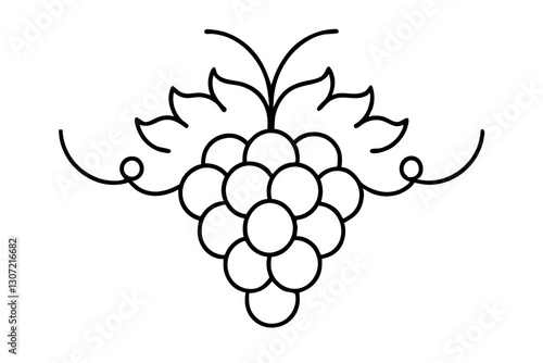 Vintage Grapes Line Art Vector for Wine Labels and Vineyard Design

