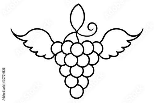 Vintage Grapes Line Art Vector for Wine Labels and Vineyard Design

