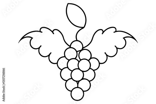 Vintage Grapes Line Art Vector for Wine Labels and Vineyard Design

