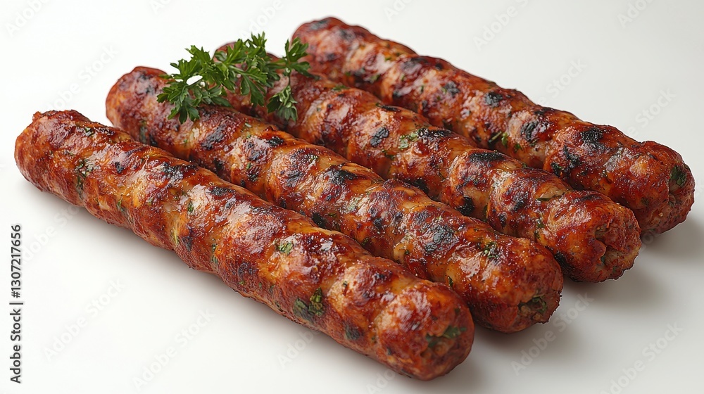 Grilled Chicken Sausages on White Surface Grilled Chicken Sausages on White Surface