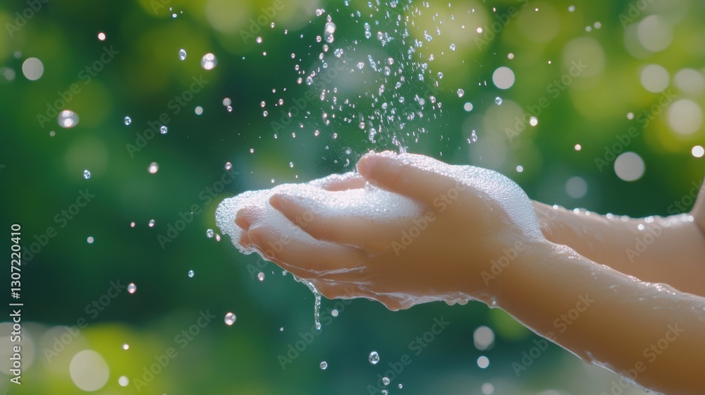 little kid hands wash with soap bubbles and rinse with clean water to prevent and stop the spread of germs after back to home, virus or covid19. Good health and good personal hygiene, virus, bacteria little kid hands wash with soap bubbles and rinse with clean water to prevent and stop the spread of germs after back to home, virus or covid19. Good health and good personal hygiene, virus, bacteria