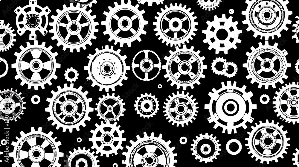 Mechanical Harmony: A dynamic, repeating pattern of interconnected gears, rendered in intricate detail, symbolizing precision, efficiency, and the complex workings of systems. Mechanical Harmony: A dynamic, repeating pattern of interconnected gears, rendered in intricate detail, symbolizing precision, efficiency, and the complex workings of systems.
