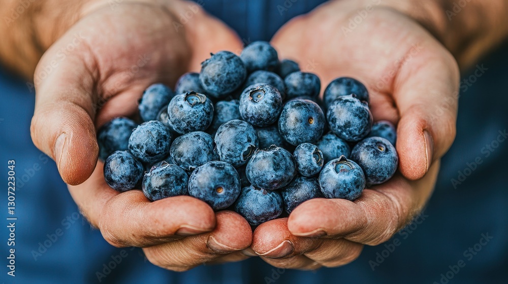 Fresh Blueberries in Hands, Organic Harvest, Healthy Eating, Natural Produce, Close-up View of Fruits Fresh Blueberries in Hands, Organic Harvest, Healthy Eating, Natural Produce, Close-up View of Fruits