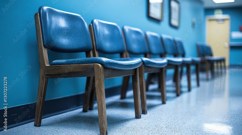 Empty blue chairs in a waiting room. Empty blue chairs in a waiting room.