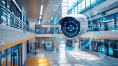 Wallpaper Mural Smart security camera in modern building lobby Torontodigital.ca