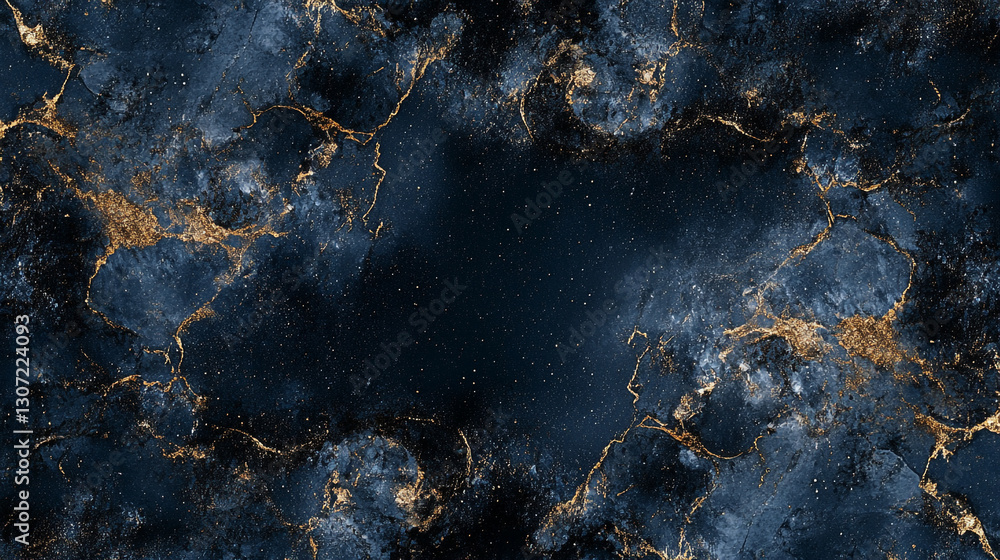 Fototapeta premium Abstract navy blue marble texture with golden veins elegant background design art dark rich image