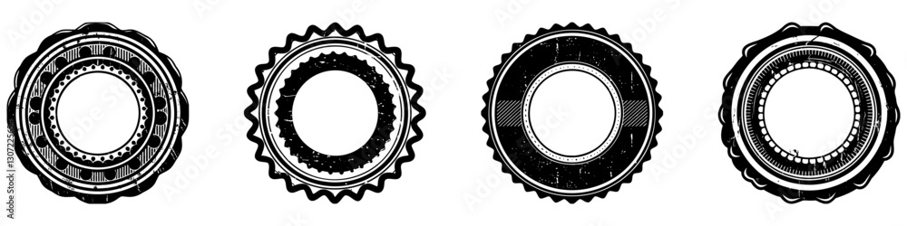 Empty round stamp. Set of black grunge stamps. Ink round stamp. Vector illustration Empty round stamp. Set of black grunge stamps. Ink round stamp. Vector illustration