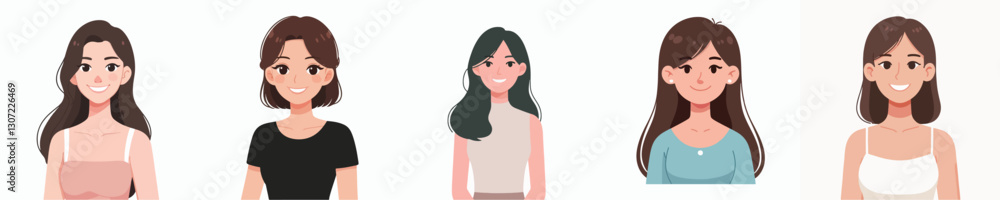 Vector collection of beautiful smiling women Vector collection of beautiful smiling women