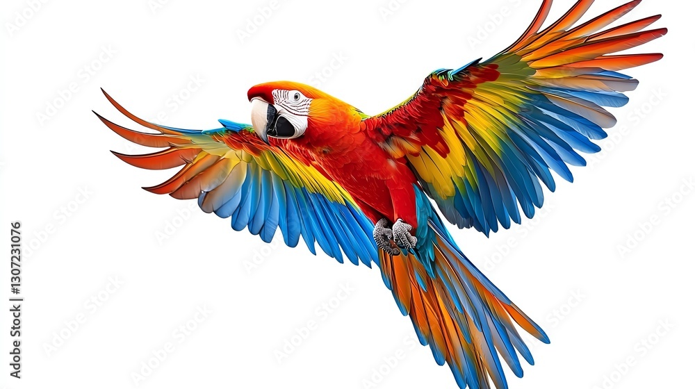 Fototapeta premium colorful flying parrot isolated on white background