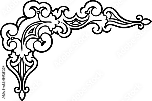 Luxury Baroque Corner Ornament Vector – Elegant Decorative Element

