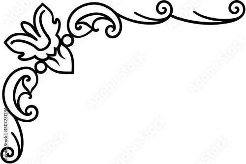 Luxury Baroque Corner Ornament Vector – Elegant Decorative Element

