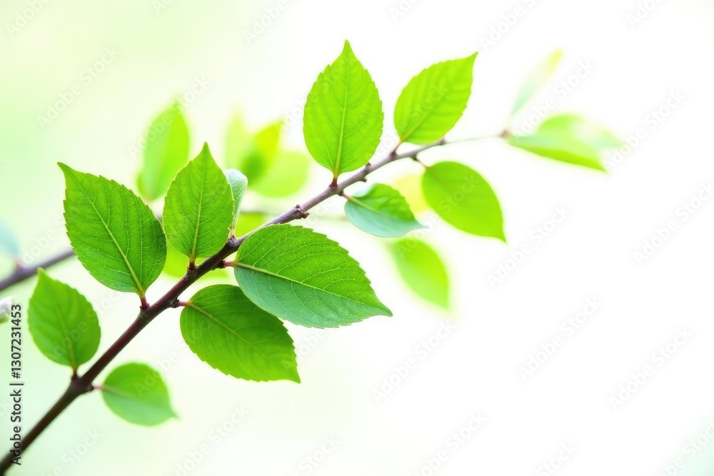 Leafy branches with green foliage against white background, naturephotography, isolated, branch Leafy branches with green foliage against white background, naturephotography, isolated, branch