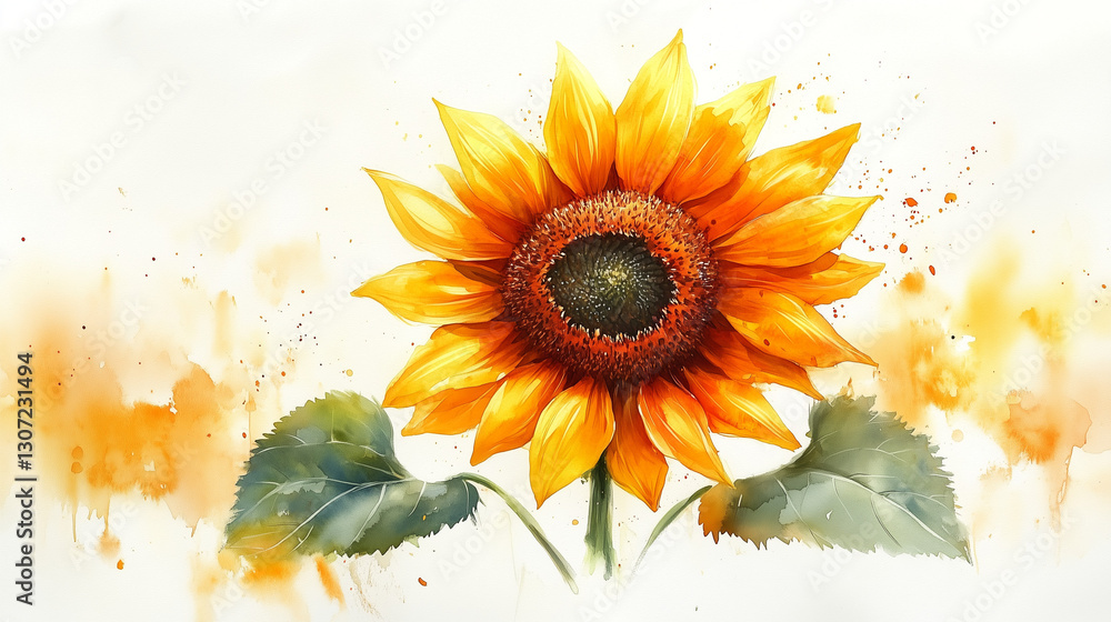 A Radiant Sunflower Bursting With Summers Warmth And Joy, Painted In Vibrant Watercolor With Soft, Light Background Washes Isolated on Transparent Background A Radiant Sunflower Bursting With Summers Warmth And Joy, Painted In Vibrant Watercolor With Soft, Light Background Washes Isolated on Transparent Background